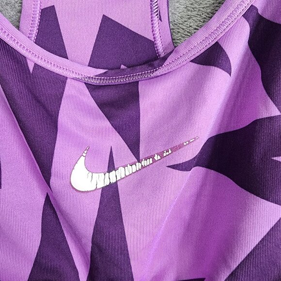 Women's Purple Nike Pro Racerback Sports Bra Zigzag Print Size M - Picture 4 of 9